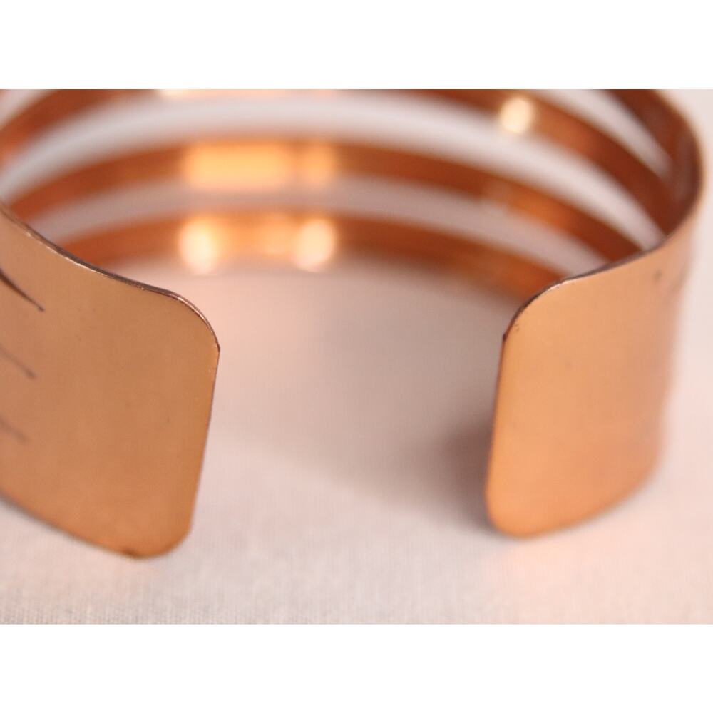💎Chunky Wide Copper Tone Cuff Bracelet Boho Statement Artisan Vintage Costume